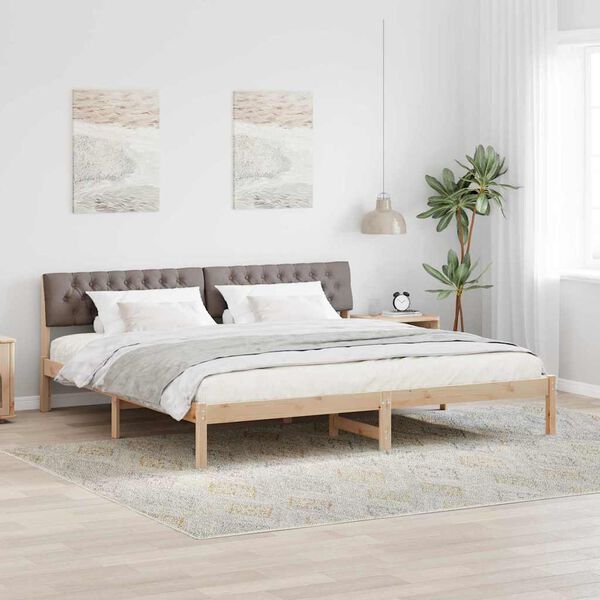 vidaXL S&auml;ngram med huvudgavel Brun och taupe 200 x 200 cm Massiv furu