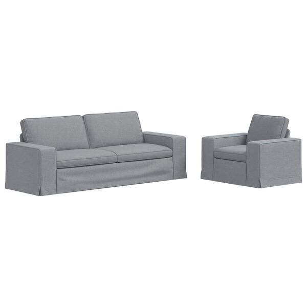 vidaXL Soffa 2 pcs Ljusgr&aring; 182 x 80 x 82 cm tyg