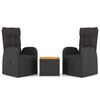 vidaXL Loungegrupp 3 delar svart konstrotting & massiv akacia