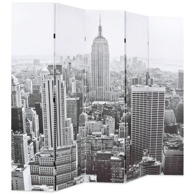 vidaXL Hopfällbar rumsavdelare New York i dagtid 200x170 cm svart/vit
