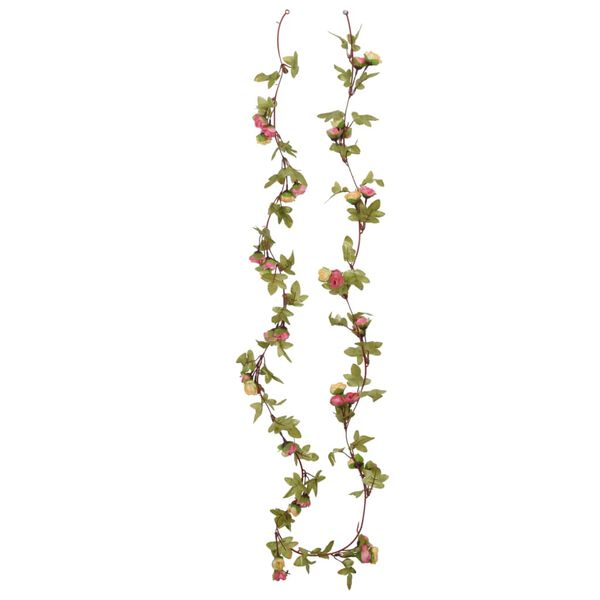 vidaXL Julkransar med blommor 6 st rosa 215 cm