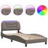 vidaXL Bed Frame with LED without Mattress "Hvar" Taupe 90x190 cm Fabric