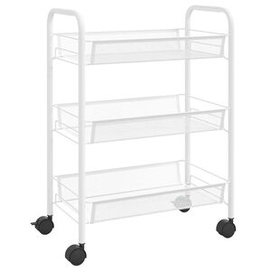 vidaXL Rullvagn 3 v&aring;ningar vit 46x26x64 cm j&auml;rn