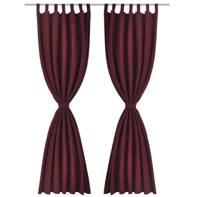 2-pack gardiner med öglor i vinröd microsatin 140 x 225 cm