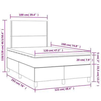 vidaXL Ramsäng med madrass & LED grå 120x190 cm konstläder