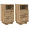 vidaXL S&auml;ngbord 2 st med 2 l&aring;dor artisan ek 36x36x68 cm