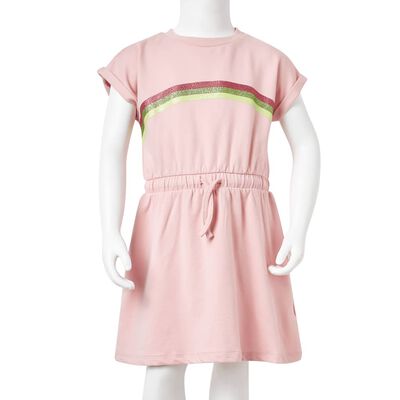 Barnklänning med dragsko ljus rosa 92