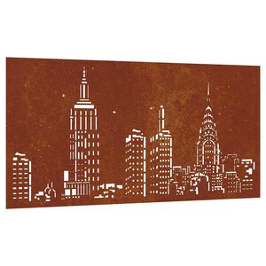 vidaXL V&auml;ggdekoration 105x55 cm rosttr&ouml;gt st&aring;l stadsdesign
