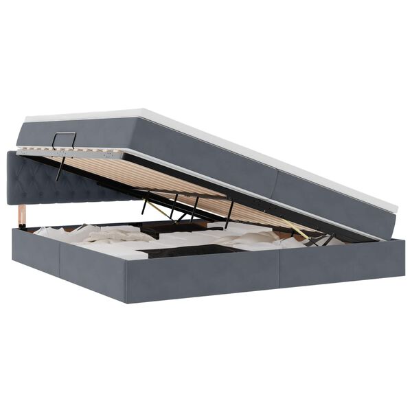 vidaXL F&ouml;rvaringss&auml;ng med madrass M&ouml;rkgr&aring; 200 x 200 cm Sammet