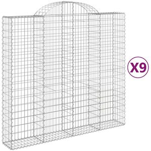 vidaXL Gabioner b&aring;gformade 9 st 200x50x180/200 cm galvaniserat j&auml;rn