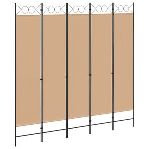 vidaXL 5-panel rumsavskiljare Beige 200 x 200 cm Tyg