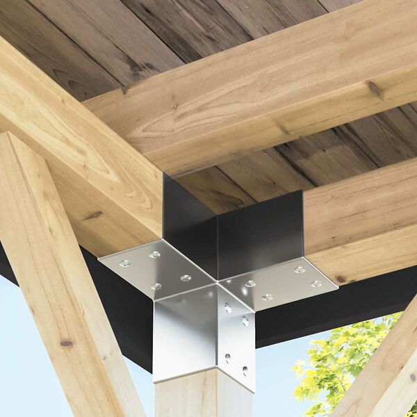 vidaXL Stolpbeslag 4 st Y-form galvaniserad metall 71x71 mm