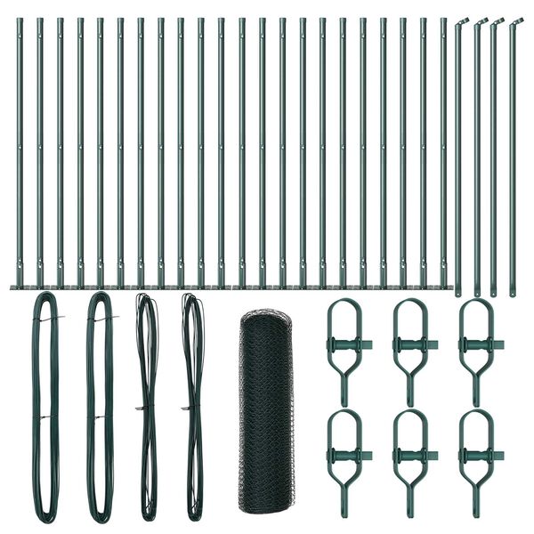 vidaXL Stängselstolpe Grön 50 x 0,4 m (13 mm nät) Stål och PVC