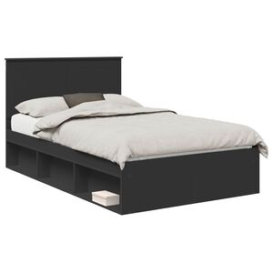 vidaXL S&auml;ngram med l&aring;da Enf&auml;rgad Svart 135 x 190 cm Massiv furu