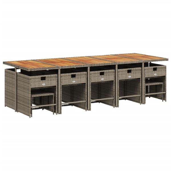 vidaXL Matgrupp f&ouml;r tr&auml;dg&aring;rden med dynor 15 delar gr&aring; konstrotting