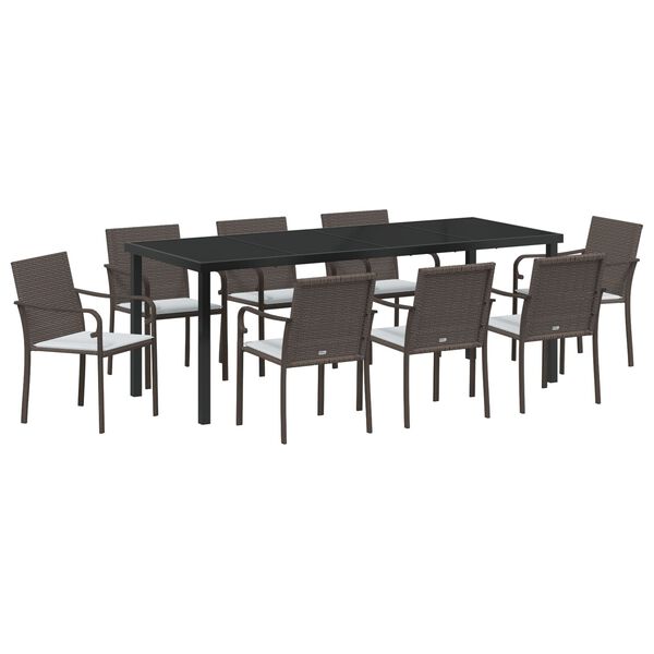 vidaXL Tr&auml;dg&aring;rdsm&ouml;belset 9 pcs Brun Poly rattan