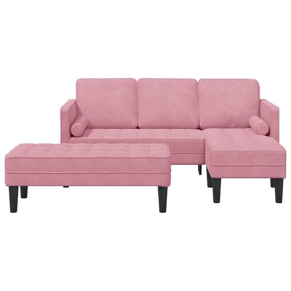 vidaXL Soffset med kudde 2 pcs Rosa Polyester