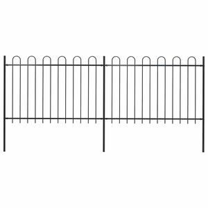 vidaXL Tr&auml;dg&aring;rdsstaket med b&aring;ge&ouml;verdel st&aring;l 359x120 cm svart