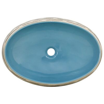 vidaXL Handfat flerfärgad oval 59x40x15 cm keramik