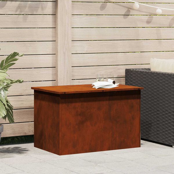 vidaXL Utomhusf&ouml;rvaringsl&aring;da Rostig 80 x 50,5 x 50 cm St&aring;l