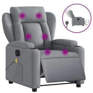 vidaXL Elektrisk massagef&aring;t&ouml;lj ljusgr&aring; tyg