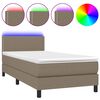 vidaXL Rams&auml;ng med madrass & LED taupe 90x200 cm tyg