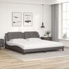 vidaXL Bed with Mattress "Zadar" Grey 200x200 cm Faux Leather