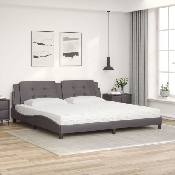 vidaXL Bed with Mattress "Zadar" Grey 200x200 cm Faux Leather