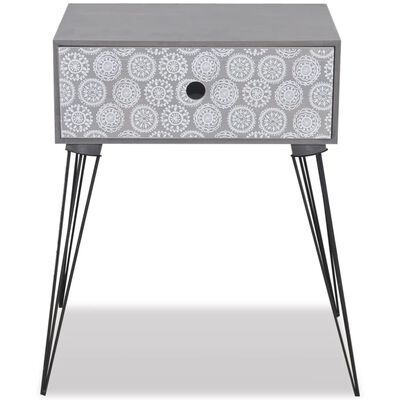 vidaXL Sängbord med låda 2 st grå