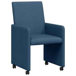vidaXL Matstolar med hjul 2 st tyg Bl&aring; 57 x 66 x 94 cm