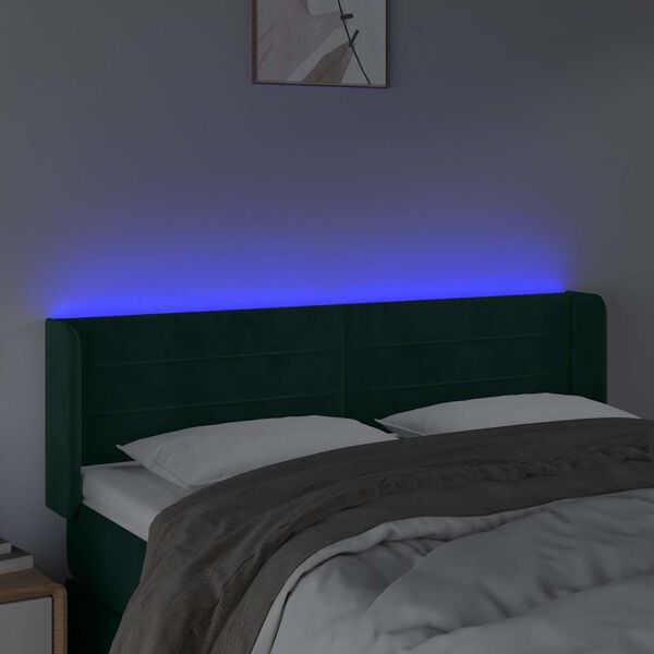 vidaXL S&auml;nggavel LED m&ouml;rkgr&ouml;n 147x16x78/88 cm sammet