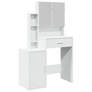 vidaXL Sminkbord med sk&aring;p vit 80x35x132 cm