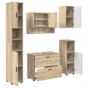 vidaXL Badrumsm&ouml;belset 5 st Sonoma-ek 35 x 30 x 192 cm