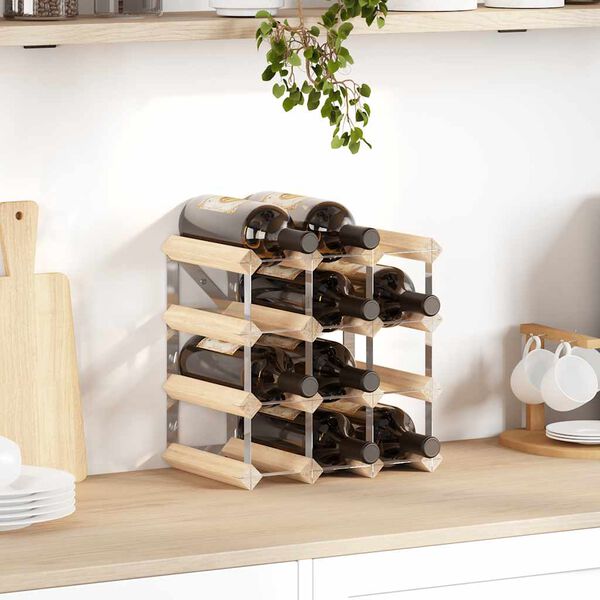 vidaXL Vinst&auml;ll f&ouml;r 12 flaskor massiv furu