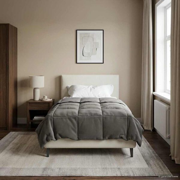 vidaXL Sommar Duvet Quiltad Ljusgr&aring; 155 x 220 cm Mikrofiber