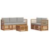 vidaXL Soffgrupper 6 pcs Naturlig och Ljus Gr&aring; Massivt Akaciatr&auml;