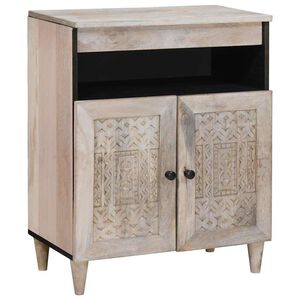 vidaXL Sideboard Blekt Vitt 60 x 33 x 75 cm Massivt mangotr&auml;
