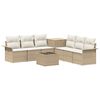 vidaXL Soffset 8 st Beige och kr&auml;mvit Poly Rattan och st&aring;l
