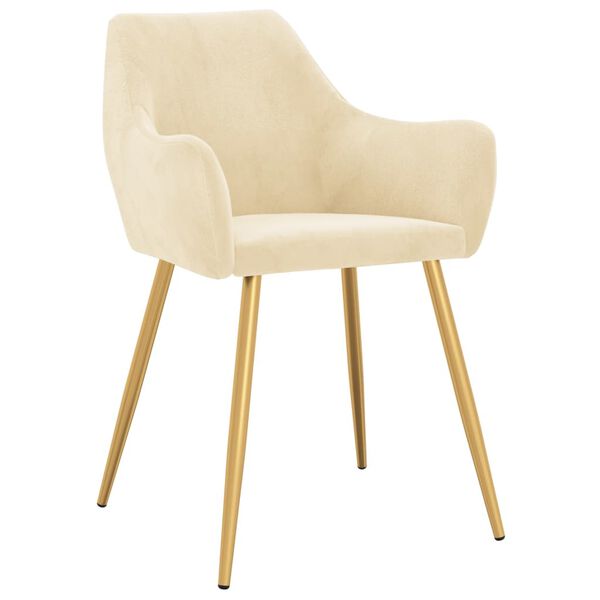 vidaXL Matstolar 2 st gr&auml;ddvit sammet