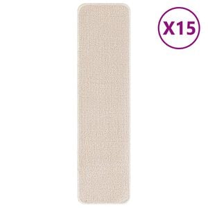 vidaXL Halkfria trappmattor 15 st 75 x 20 cm Kr&auml;m PP Rektangul&auml;r