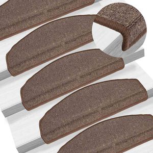vidaXL Trappmattor 15 st 65x24x4 cm kaffebruna halvrunda stora