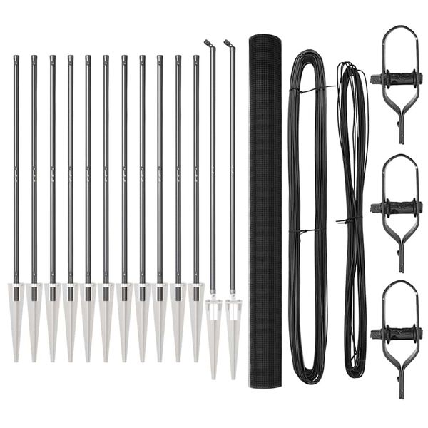 vidaXL St&auml;ngselstolpe Gr&aring; 25 x 1,6 m (16 x 16 mm n&auml;t) St&aring;l och PVC