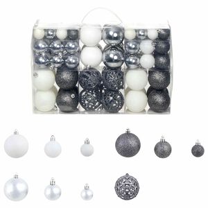 vidaXL Julgranskulor 100 delar set 3/4/6 cm vit/gr&aring;