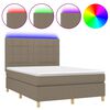 vidaXL Rams&auml;ng med madrass & LED taupe 140x190 cm tyg