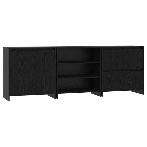 vidaXL Sideboard 3 pcs Svart Ek 70 x 41 x 75 cm Konstruerat tr&auml;