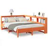 vidaXL Säng med bokhylla utan madrass vaxbrun 150x200cm massiv furu