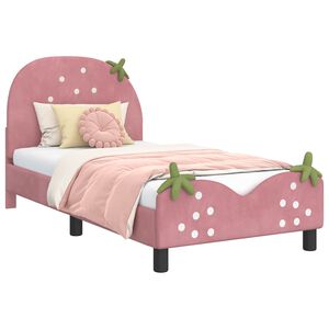 vidaXL Barns&auml;ngram med s&auml;nggavel Rosa 80 x 160 cm Sammet
