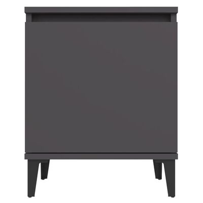 vidaXL Sängbord med metallben grå 40x30x50 cm
