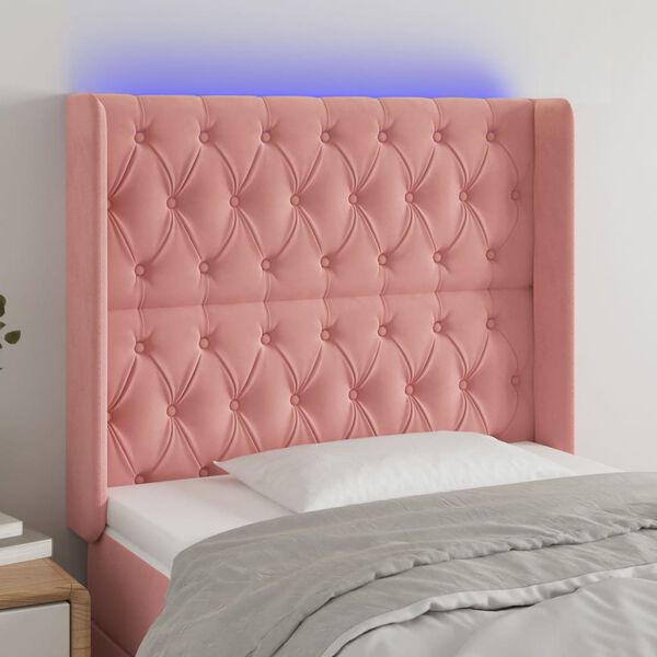 vidaXL S&auml;nggavel LED rosa 93x16x118/128 cm sammet