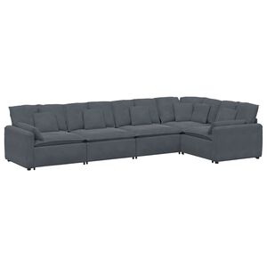 vidaXL Modulsoffa med dynor sammet m&ouml;rkgr&aring;